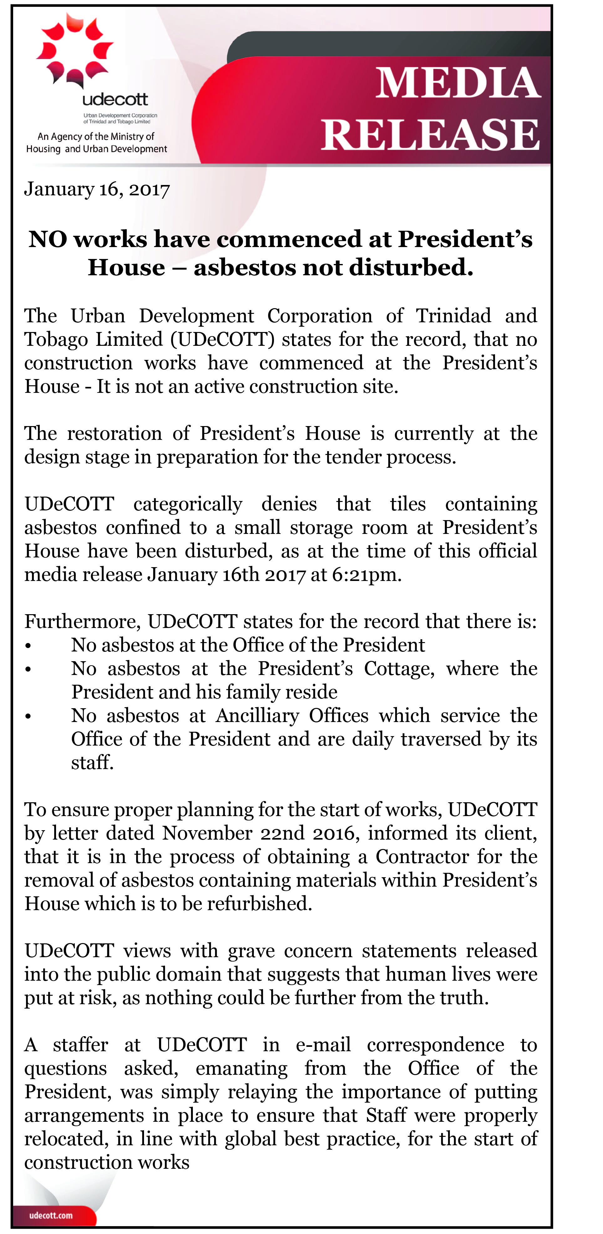 udecott-media-release-no-works-have-commenced-at-presidents-house-asbestos-not-disturbed